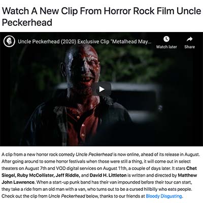 Watch A New Clip From Horror Rock Film Uncle Peckerhead